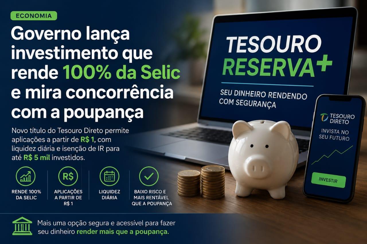 Governo lança investimento que rende 100% da Selic e mira concorrência com a poupança